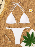 Bikini triangle pour femmes avec bretelles ajustables et détail élégant de boucle R&B