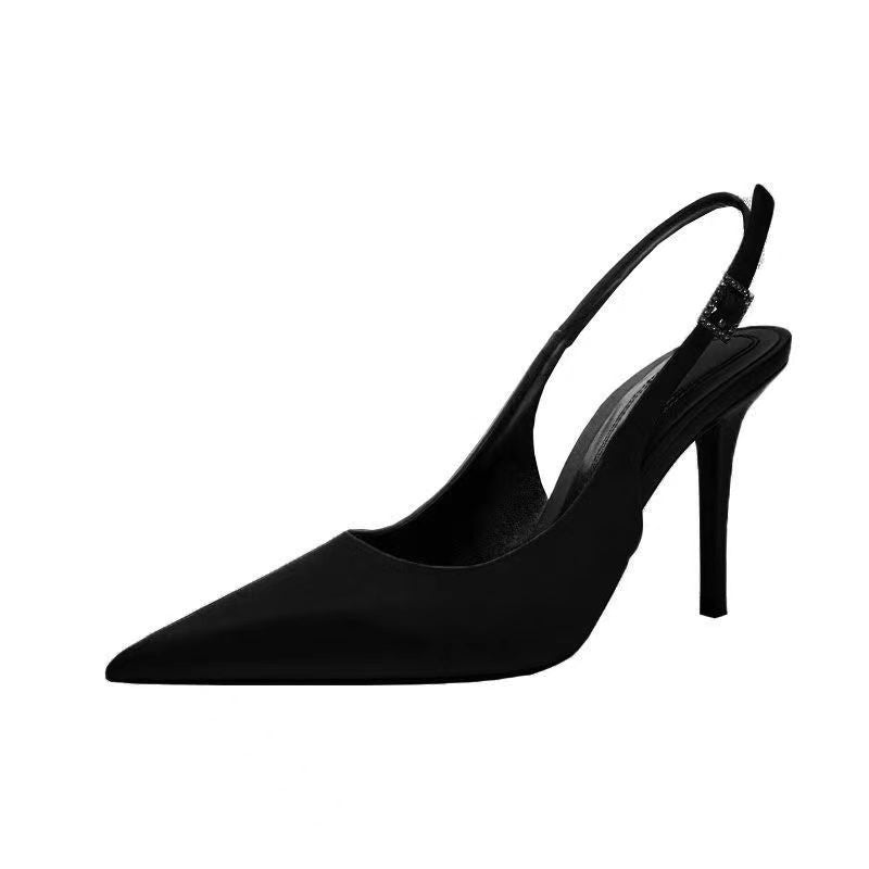 Escarpins à talon ouvert pour femmes avec bout pointu et élégant strap arrière R&B