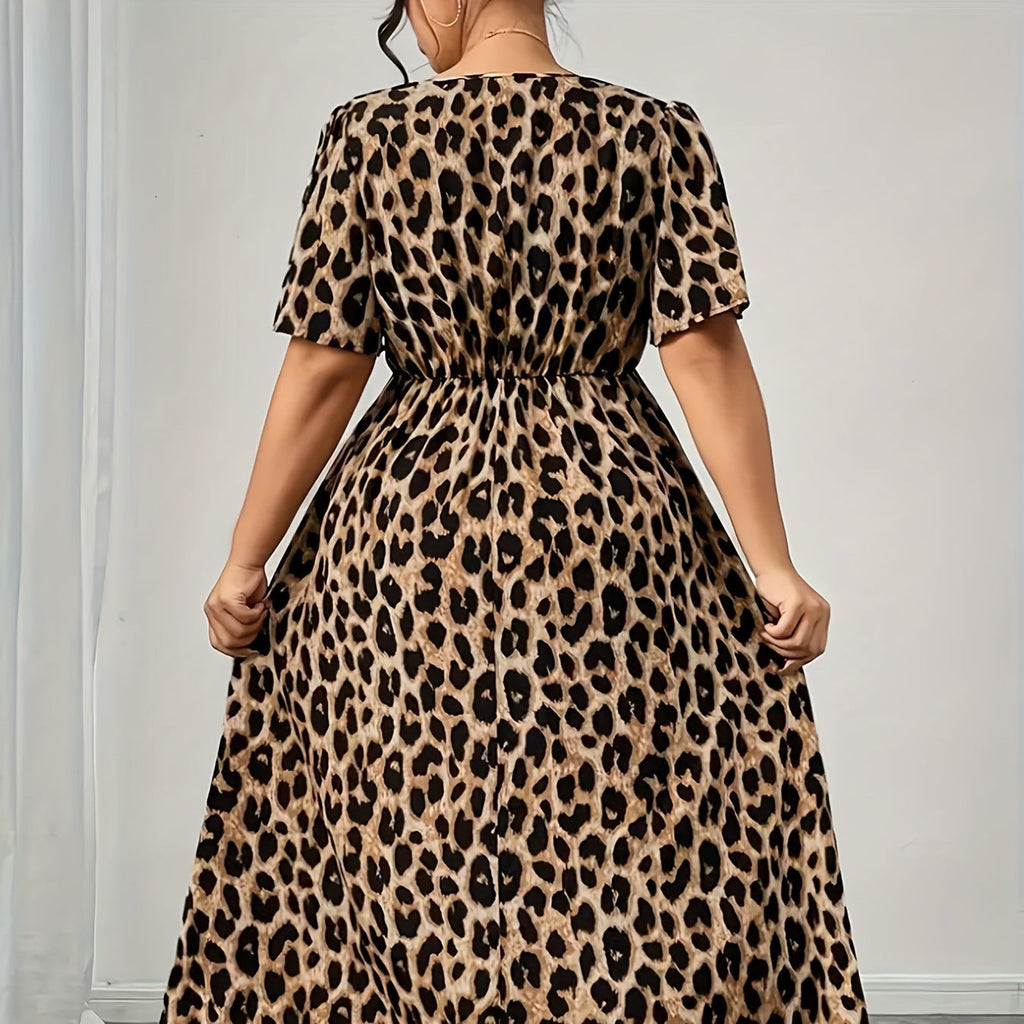 Robe maxi femme avec design noué raffiné et motif animal moderne R&B