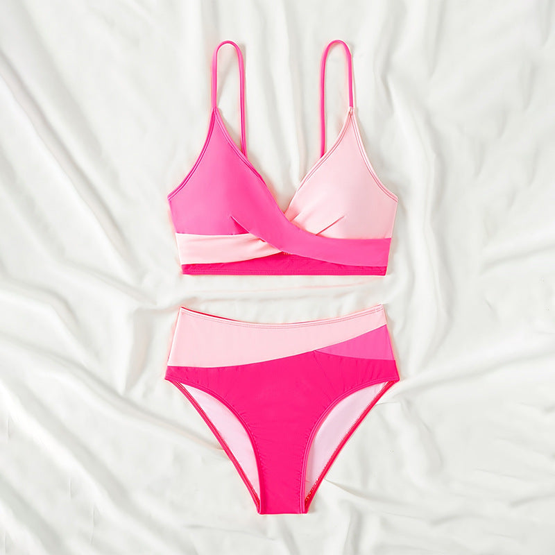 Bikini Femme à Taille Haute avec Design Enveloppant Élégant R&B
