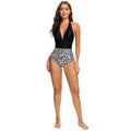 Maillot de bain pour femmes avec décolleté en V raffiné et mélange de motifs R&B