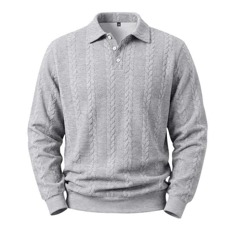Pull Polo en Câble pour Hommes en Mélange de Coton avec Bords Côtelés Echoarchiv