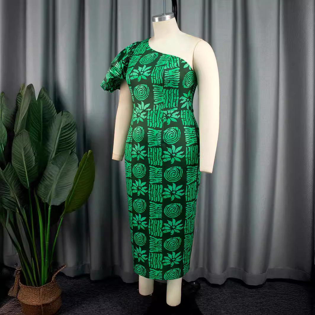 Robe midi ajustée pour femmes avec coupe asymétrique et volants volumineux R&B