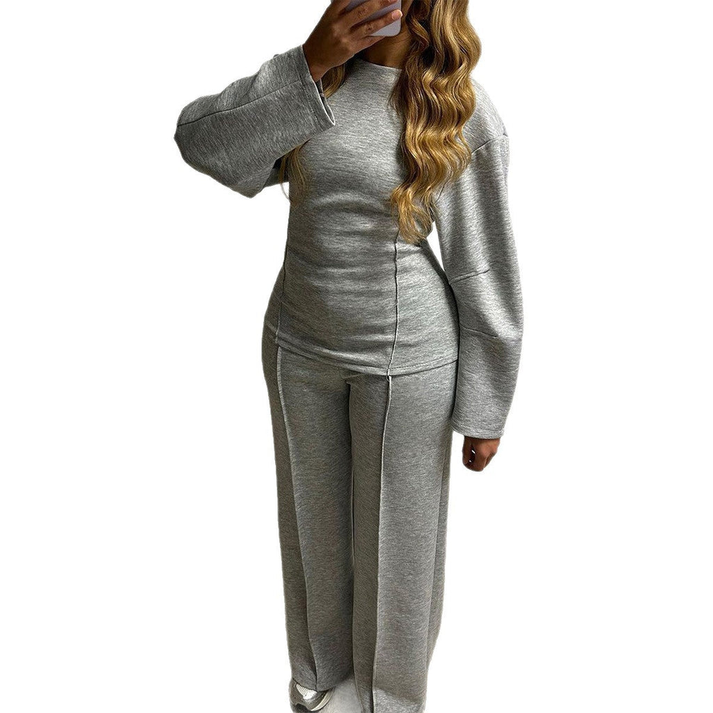 Ensemble lounge pour femmes en sweat-shirt cintré, avec des détails de couture sculptants et un pantalon palazzo ample Echo Archiv