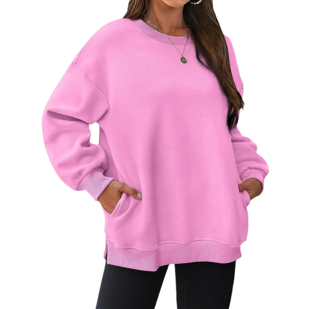 Pull-over long et oversize pour femmes avec poches latérales, bords côtelés et épaules tombantes Echo Archiv