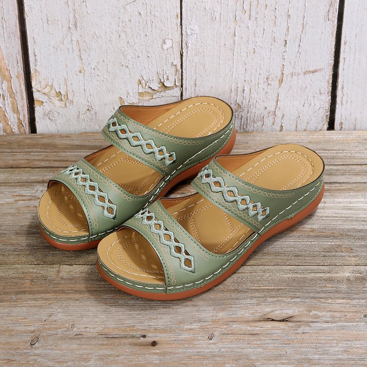 Sandales confortables pour femmes avec design de lanières décoratif et semelle intérieure rembourrée R&B