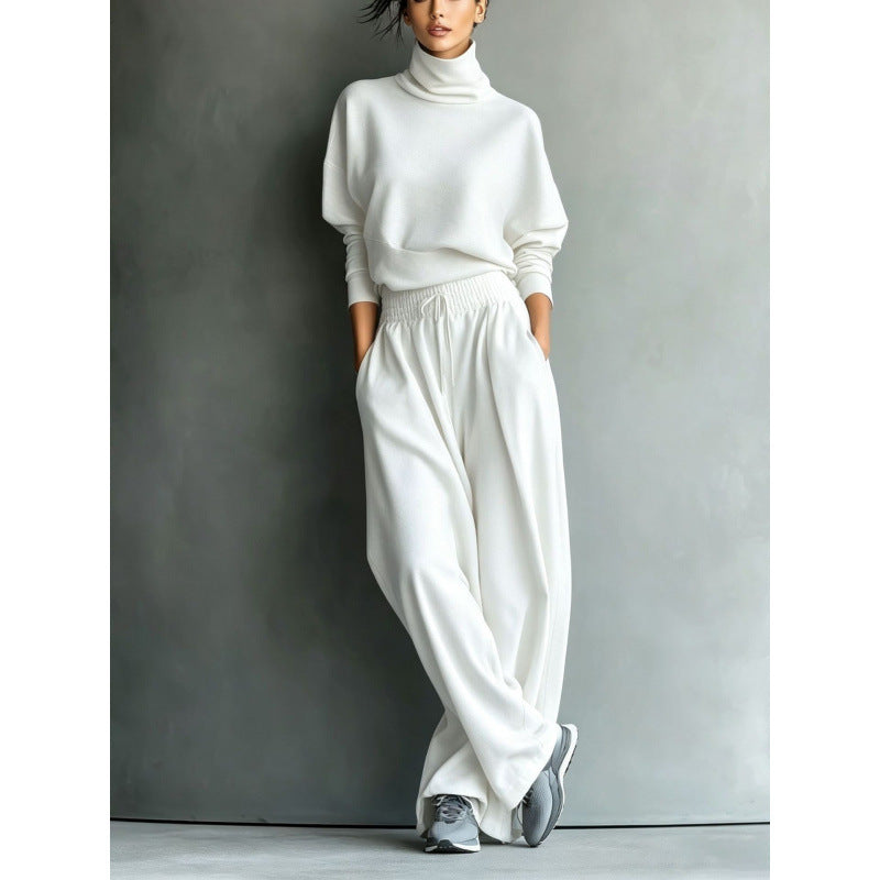 Ensemble de Loungewear à col roulé pour femmes avec haut oversize et pantalon à taille élastique Echoarchiv