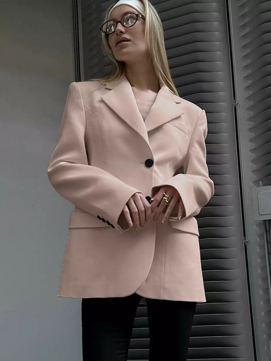 Blazer long oversized pour femmes avec épaule marquée et poches à rabat Echo Archiv