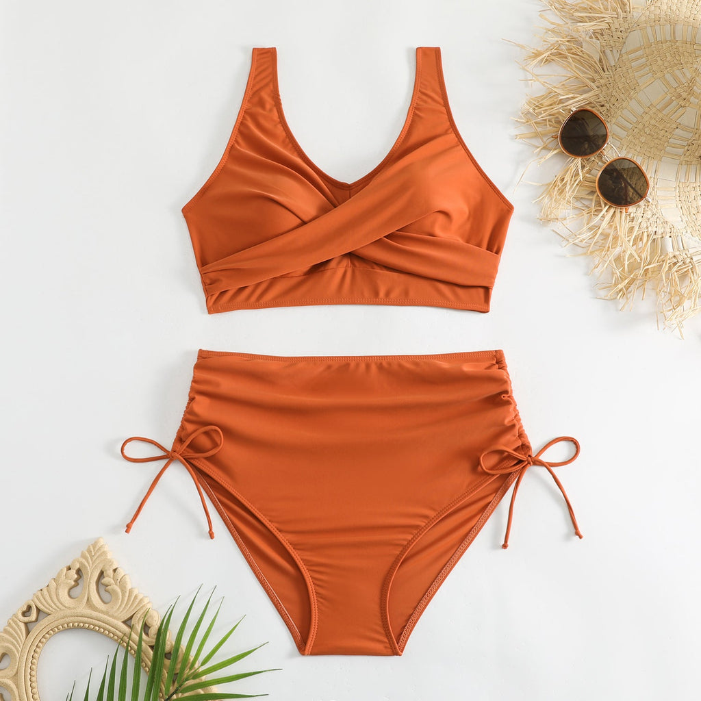 Ensemble de bikini taille haute pour femmes avec bretelles réglables R&B