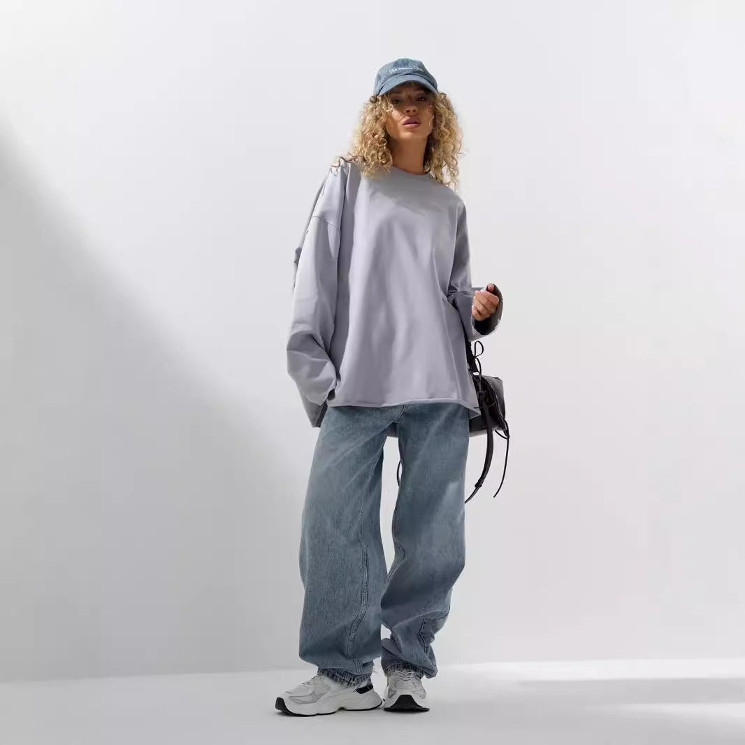 Sweatshirt ample pour femmes avec col rond et coupe oversize allongée Echo Archive