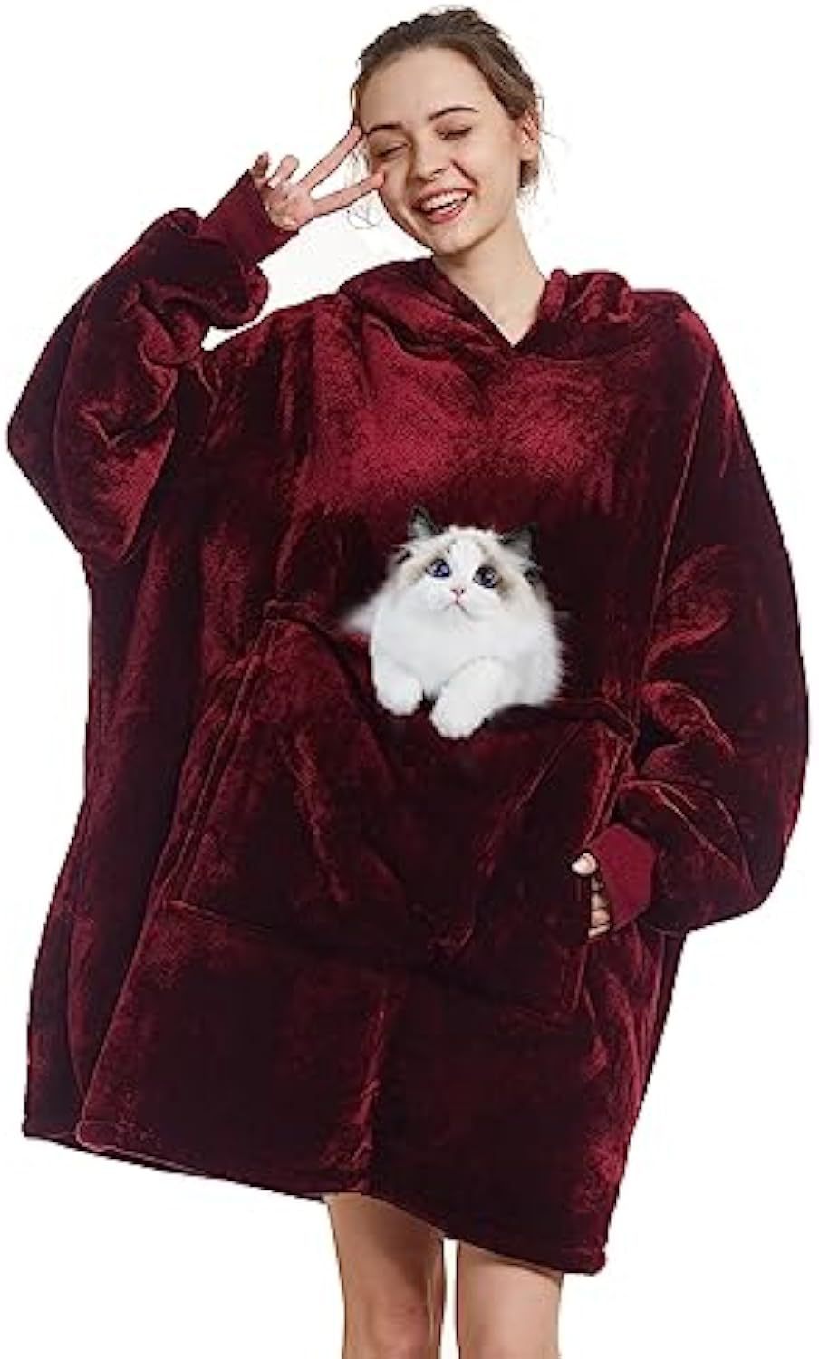 Couverture à capuche oversize en microfibre avec doublure en Sherpa