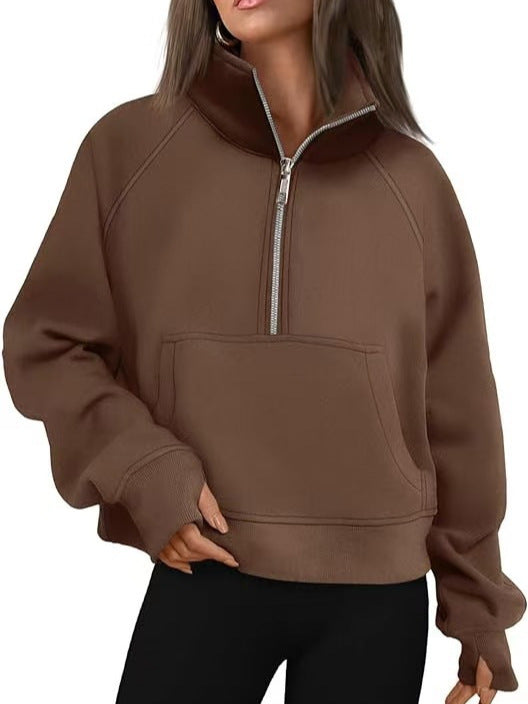 Sweatshirt oversized pour femmes avec demi-zip, poche kangourou et trous pour les pouces Echo Archiv