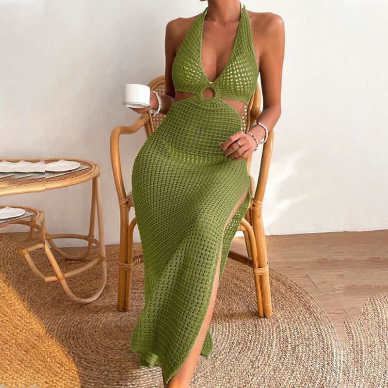 Robe en crochet élégante pour femmes avec décolleté profond R&B