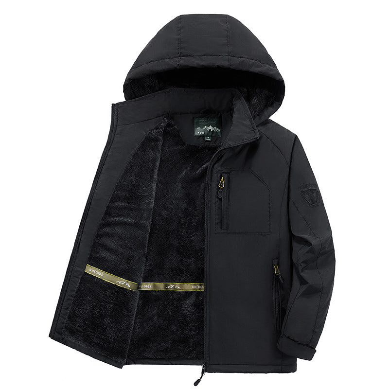 Veste thermique pour hommes, coupe-vent, avec doublure en fausse fourrure douce, capuche et poches zippées multifonctionnelles Echo Archiv