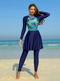 Maillot de bain sportif pour femmes (avec design jupe et manches longues) R&B