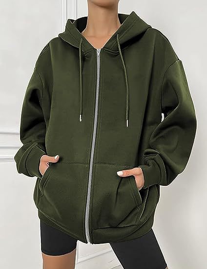 Veste à capuche zippée oversize pour femmes avec fermeture éclair contrastante, capuche double épaisseur et poche kangourou Echo Archiv