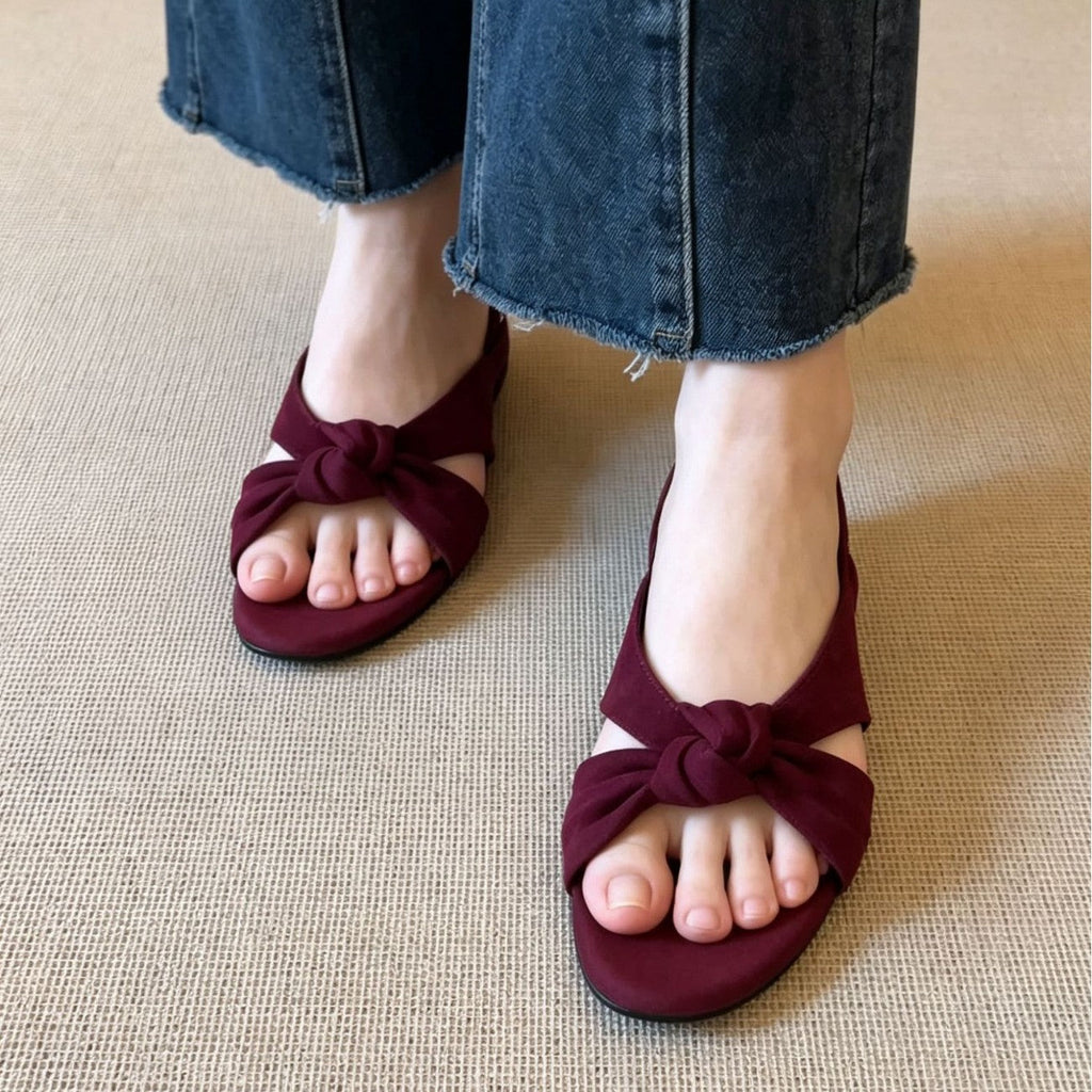 Sandales élégantes à motif en arc pour femmes avec design de lanière nouée R&B