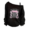 Sweatshirt asymétrique Off-Shoulder pour femmes avec impression de tournée et coupe oversized Echo Archiv