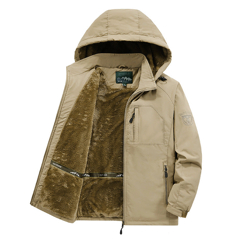 Veste thermique pour hommes, coupe-vent, avec doublure en fausse fourrure douce, capuche et poches zippées multifonctionnelles Echo Archiv