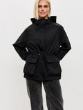 Parka imperméable pour femmes avec capuche, taille cintrée à cordon et poches XXL Echo Archiv