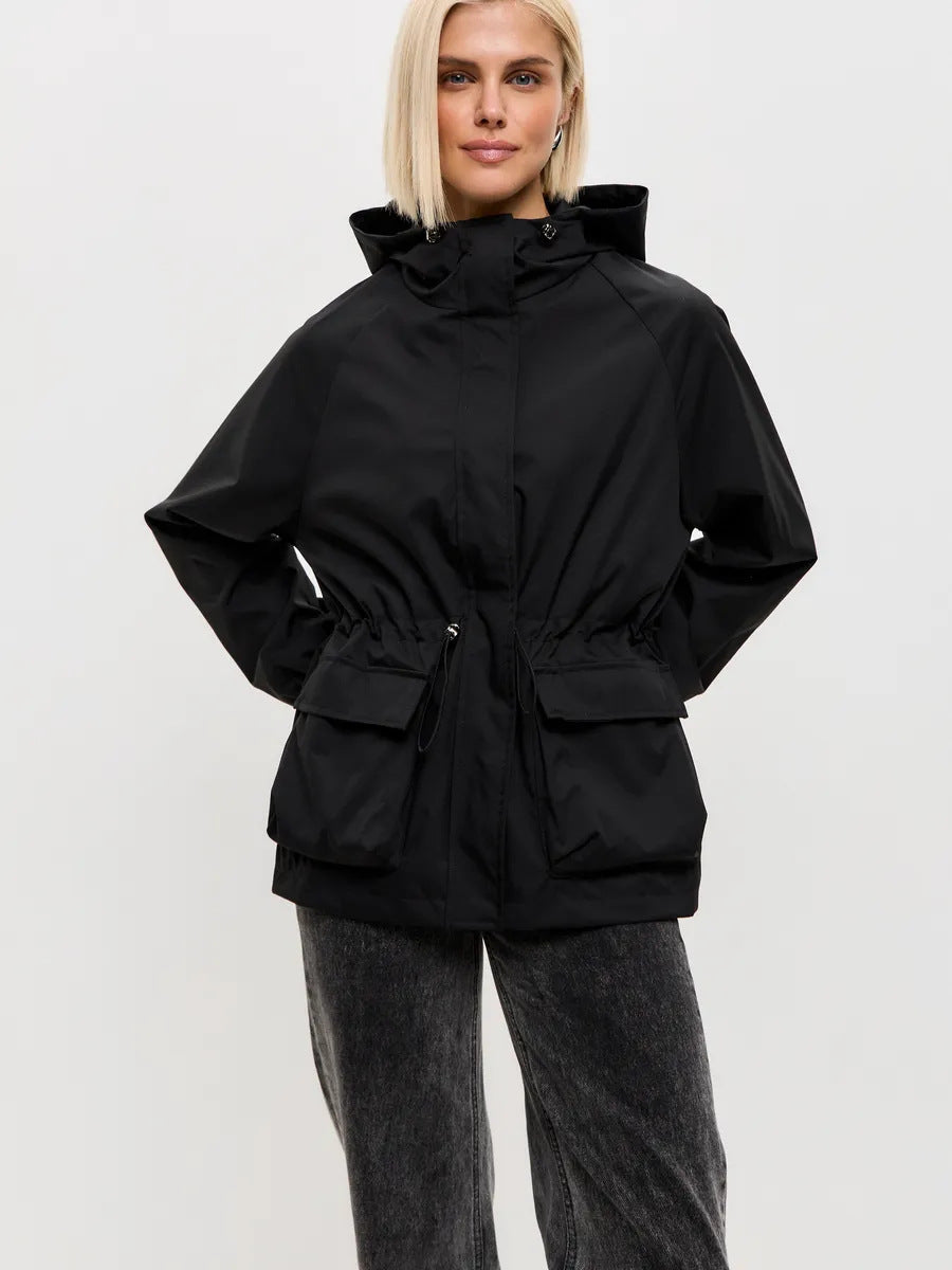 Parka imperméable pour femmes avec capuche, taille cintrée à cordon et poches XXL Echo Archiv