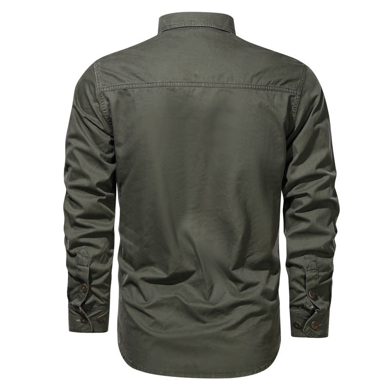 Chemise de plein air à manches longues pour hommes en twill de coton robuste avec poches à rabat et patte de boutonnage cachée Echo Archiv