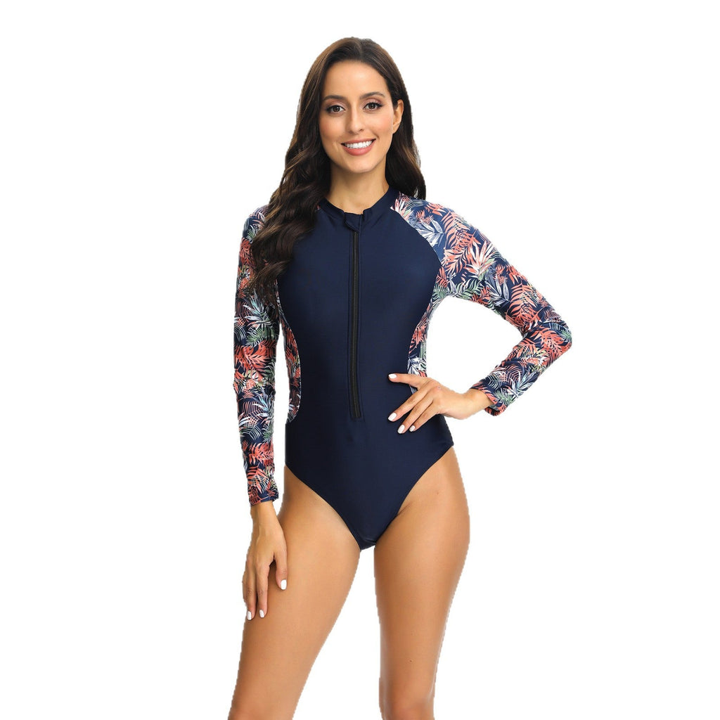 Maillot de bain à manches longues pour femmes avec design floral et col haut Echo Archiv