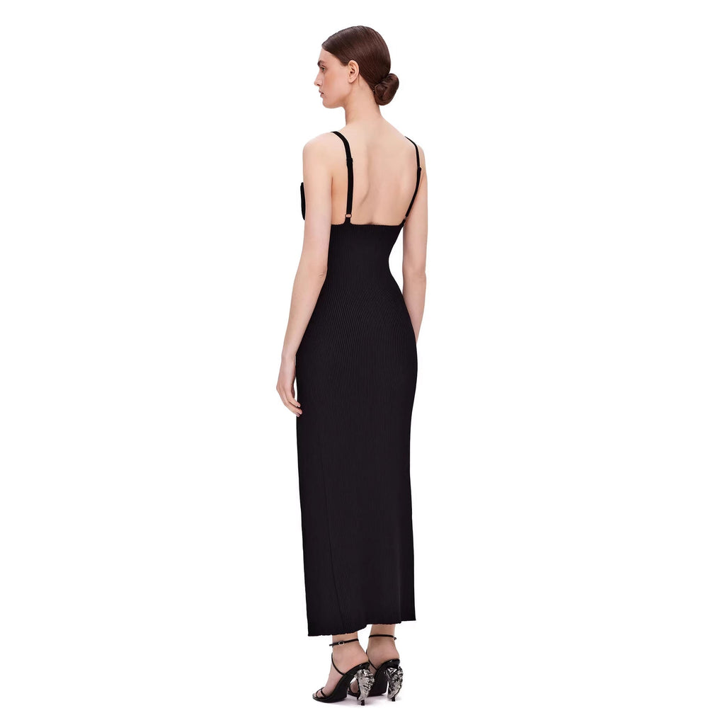 Robe maxi ajustée pour femmes avec fente raffinée et bretelles rembourrées Heidi-Mode