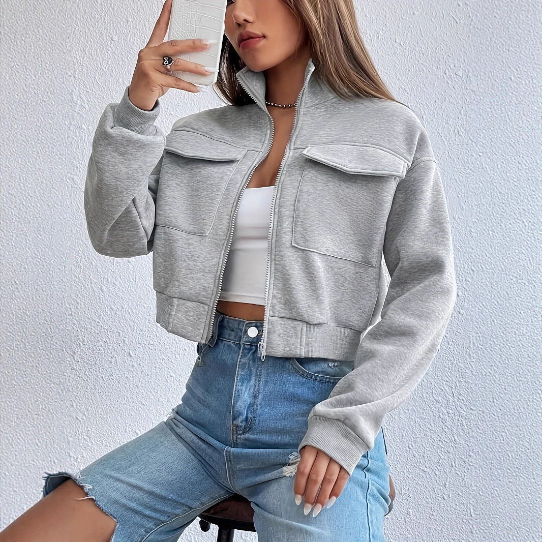 Veste de loisirs cropped pour femmes, à la mode et confortable