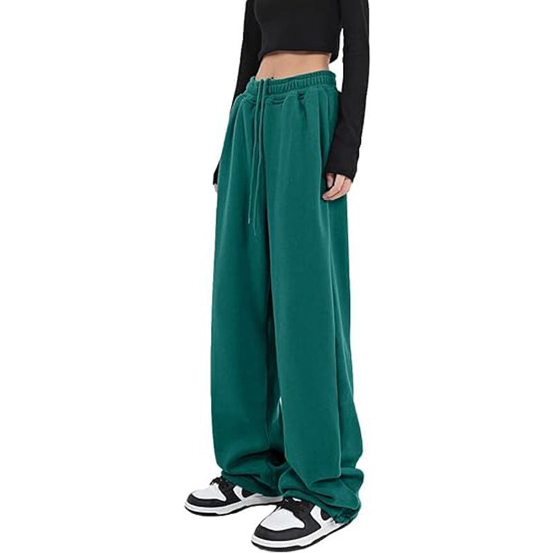 Pantalon palazzo pour femmes en sweat à coupe décontractée avec taille haute confortable, cordon de serrage et poches latérales Echo Archiv