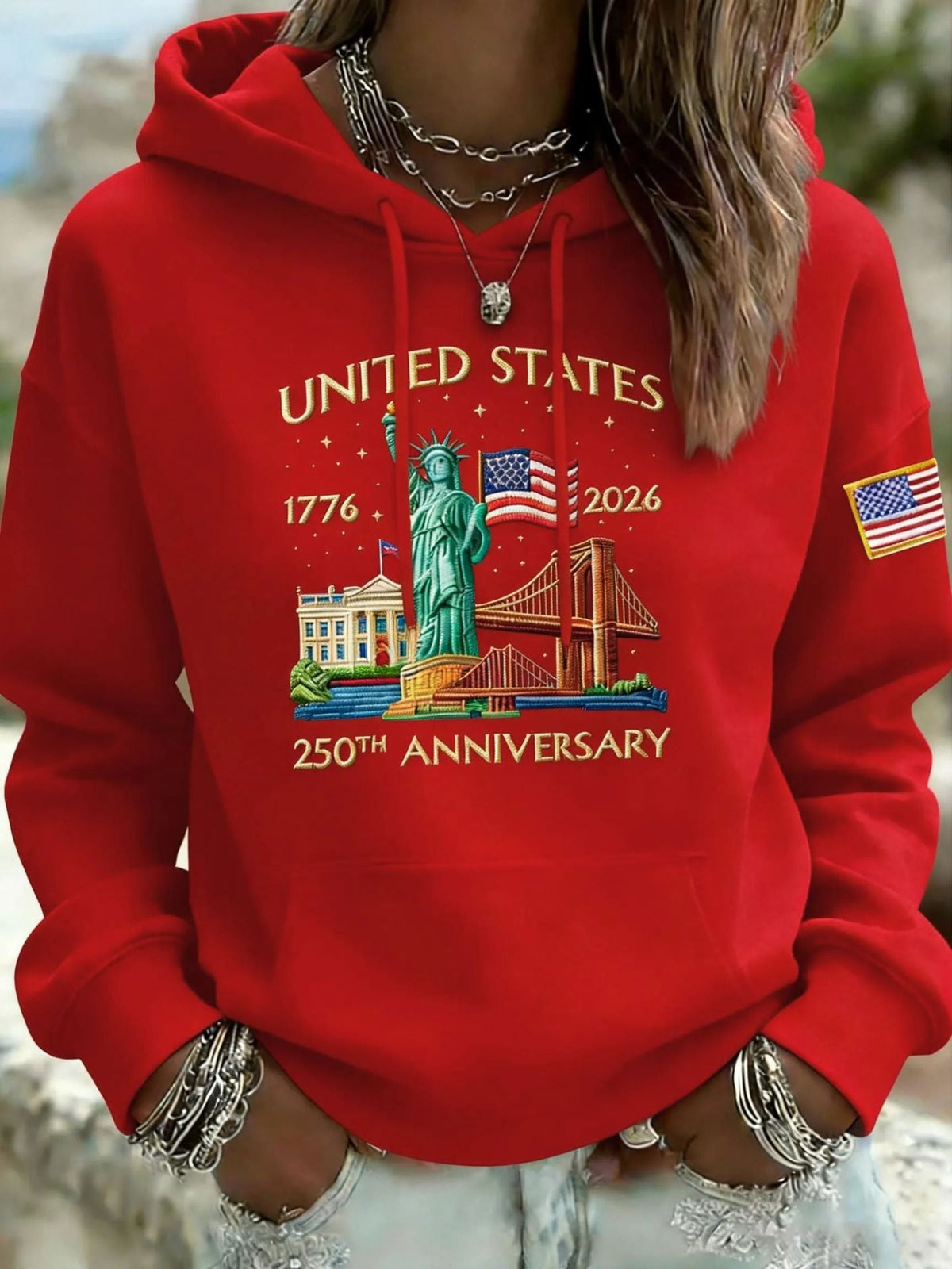 Sweat à capuche créatif pour dames avec un motif statuesque unique Echoarchiv