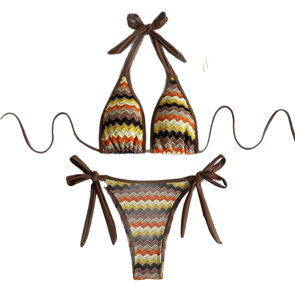 Bikini triangle pour femmes avec un motif zigzag tendance R&B
