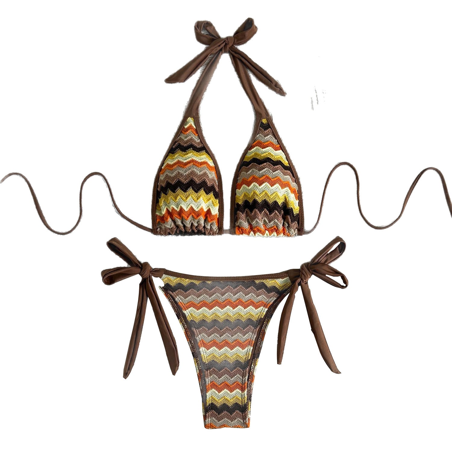 Bikini triangle pour femmes avec un motif zigzag tendance R&B