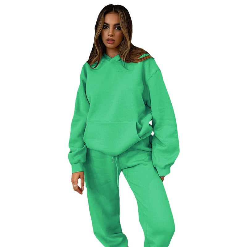 Ensemble de loungewear oversize décontracté pour femmes avec hoodie doublé en polaire et jogging taille haute Echo Archiv