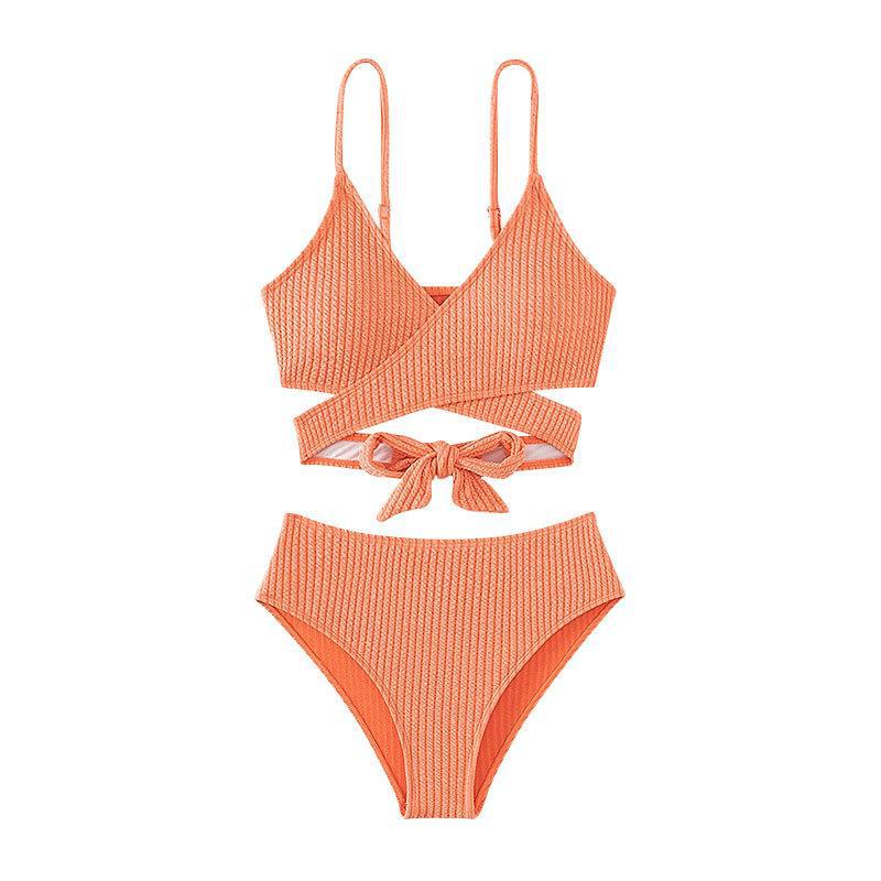 Bikini Ripp à taille haute pour femmes avec design croisé élégant R&B