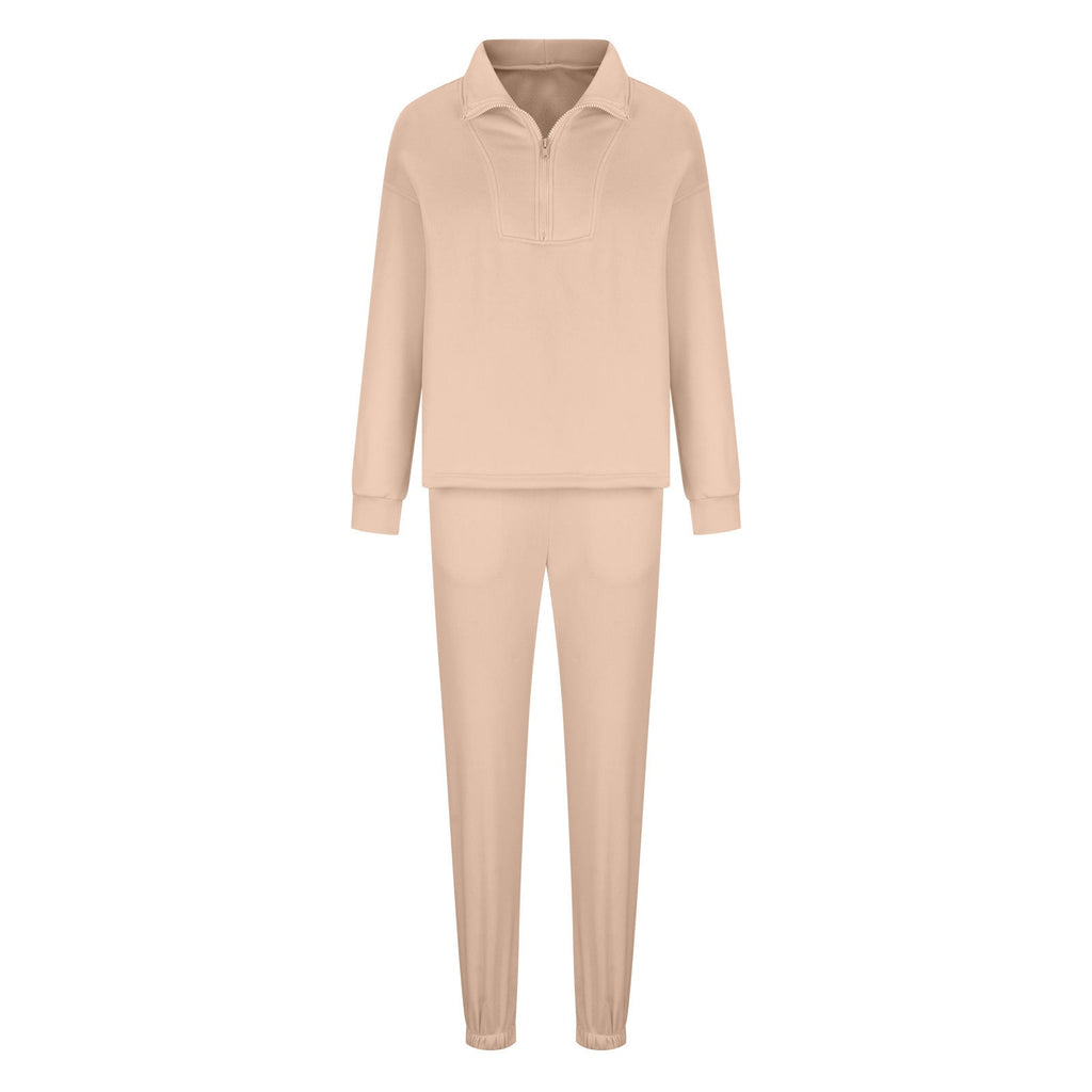 Ensemble de lounge oversize à demi-zip pour femmes en French-Terry lourd avec col montant