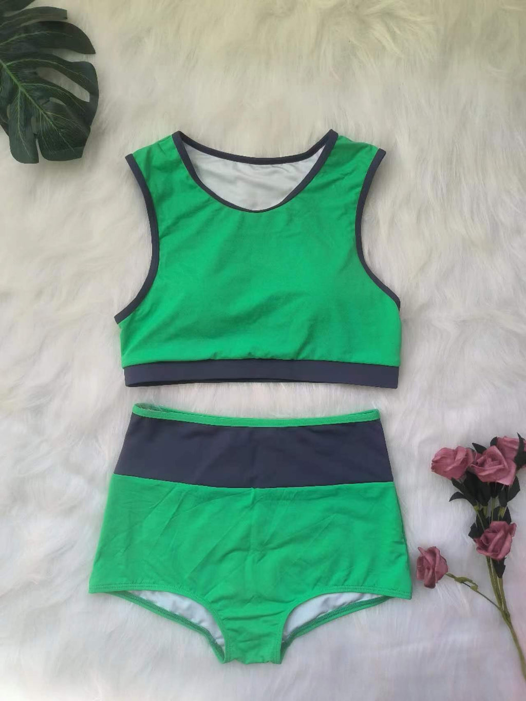 Ensemble de bikini sportif pour femmes avec culotte taille haute R&B