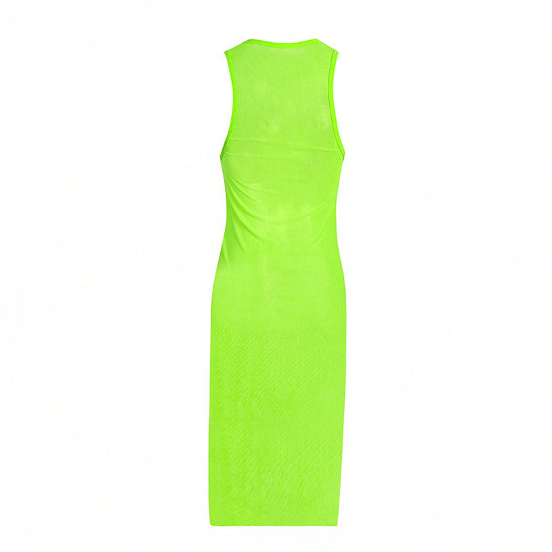 Robe maxi femme en matière translucide R&B