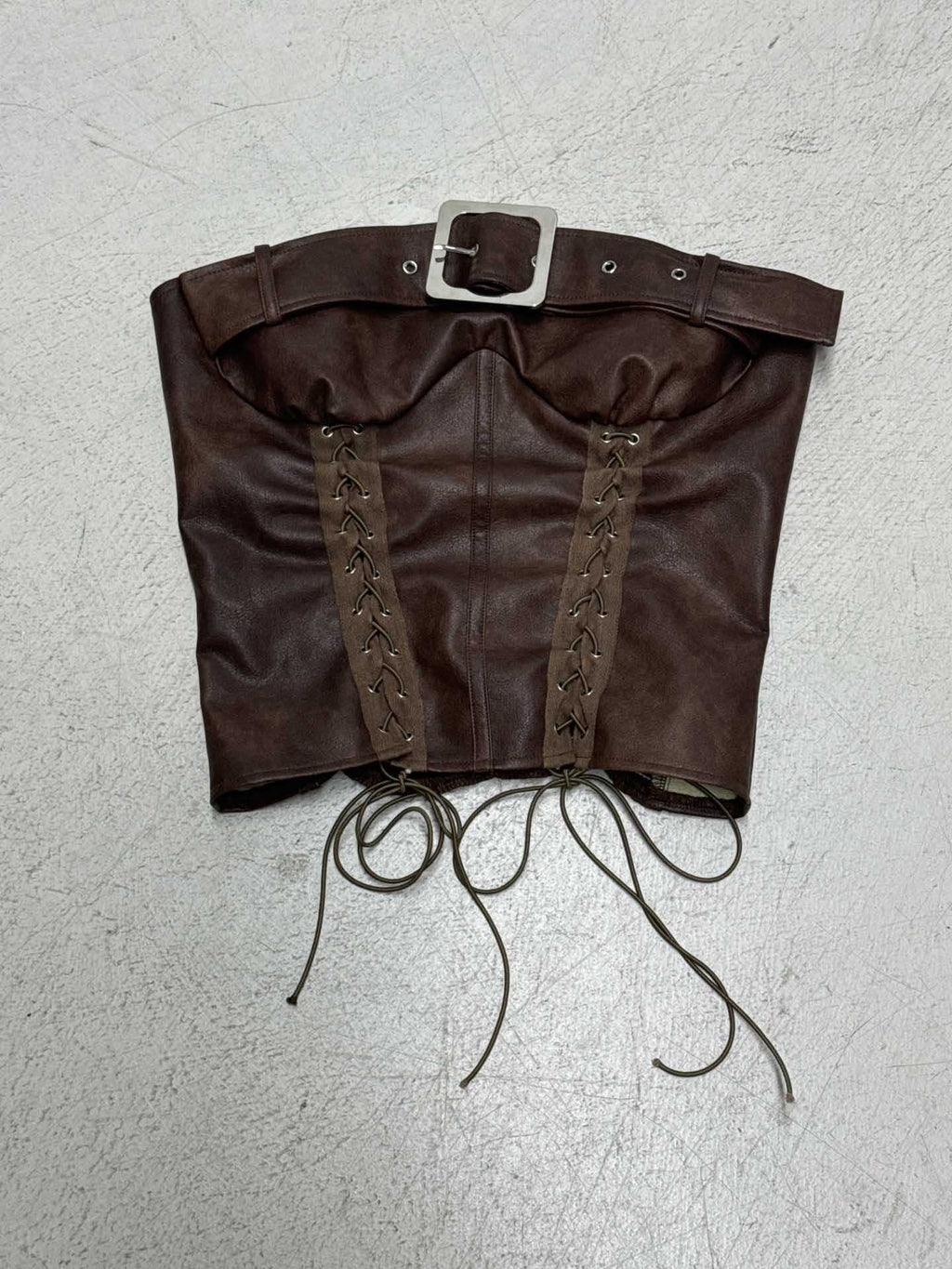 Corsage en cuir pour femmes avec détails de lacets raffinés R&B
