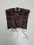 Corsage en cuir pour femmes avec détails de lacets raffinés R&B