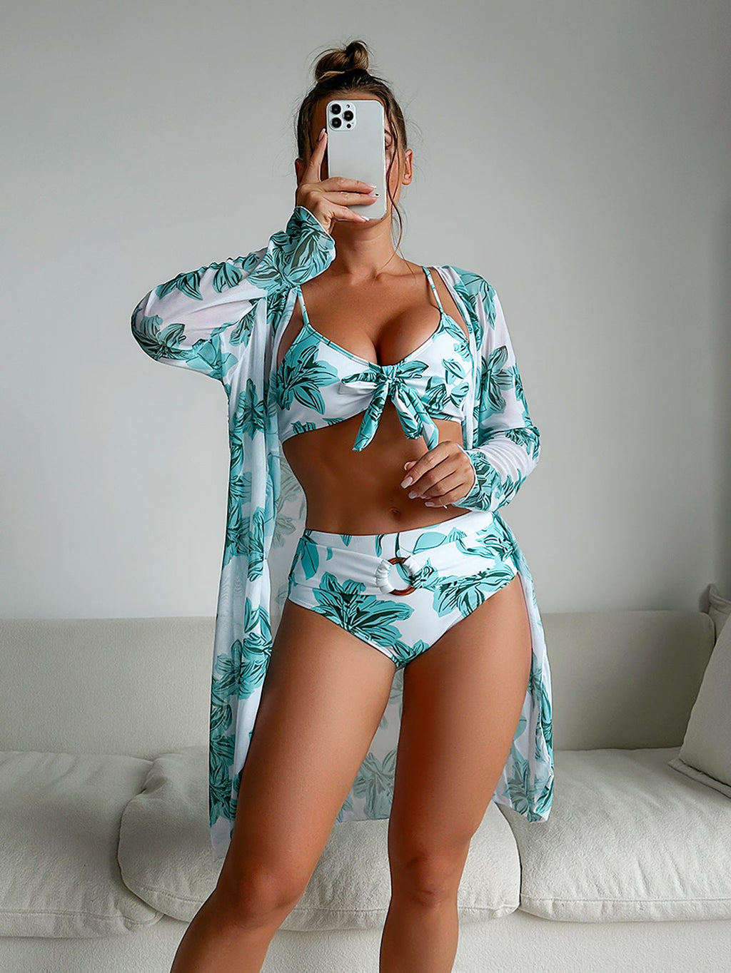 Ensemble de bikini pour femmes avec haut fleuri et kimono fluide Echo Archiv
