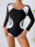 Maillot de bain à manches longues pour femmes Drune avec inserts transparents