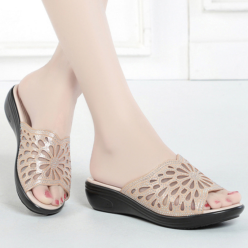 Sandales confortables pour femmes avec un élégant motif floral et semelle antidérapante Heidi-Mode