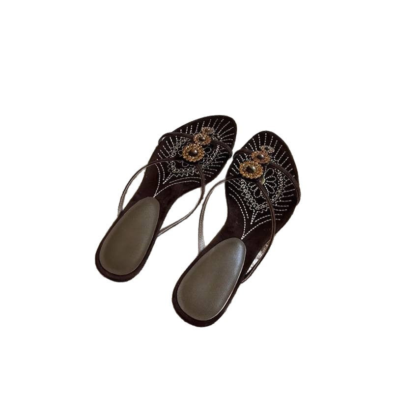 Sandales élégantes à brides avec design en strass scintillant R&B