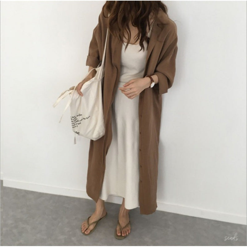 Robe chemise pour femme avec ceinture à nouer et manches trois-quarts décontractées Echo Archive