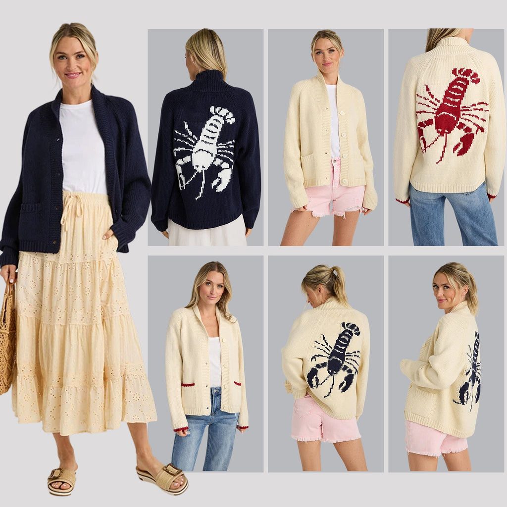 Pull à col roulé en grosse maille pour femmes avec motif en intarsia de homard et coupe oversize décontractée Echoarchiv