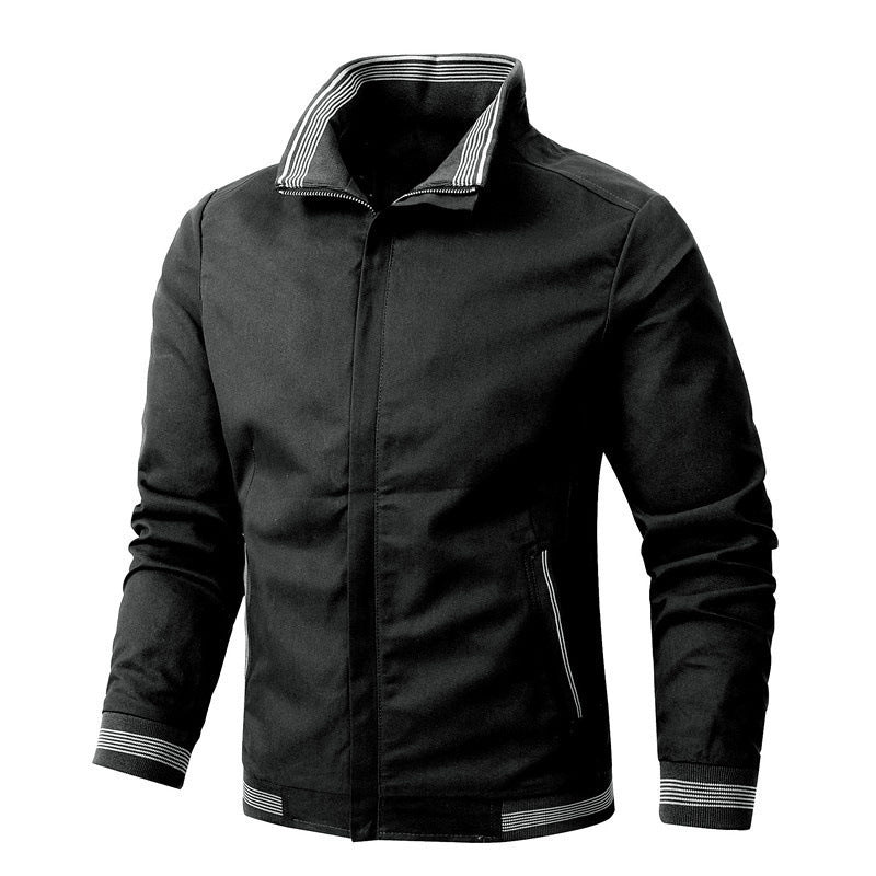 Veste Harrington sportive-urbaine pour hommes avec col montant rayé et patte de boutonnage cachée Echo Archiv