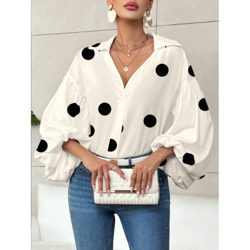 Blouse femme avec des manches ballon volumineuses et un col élégant Heidi-Mode