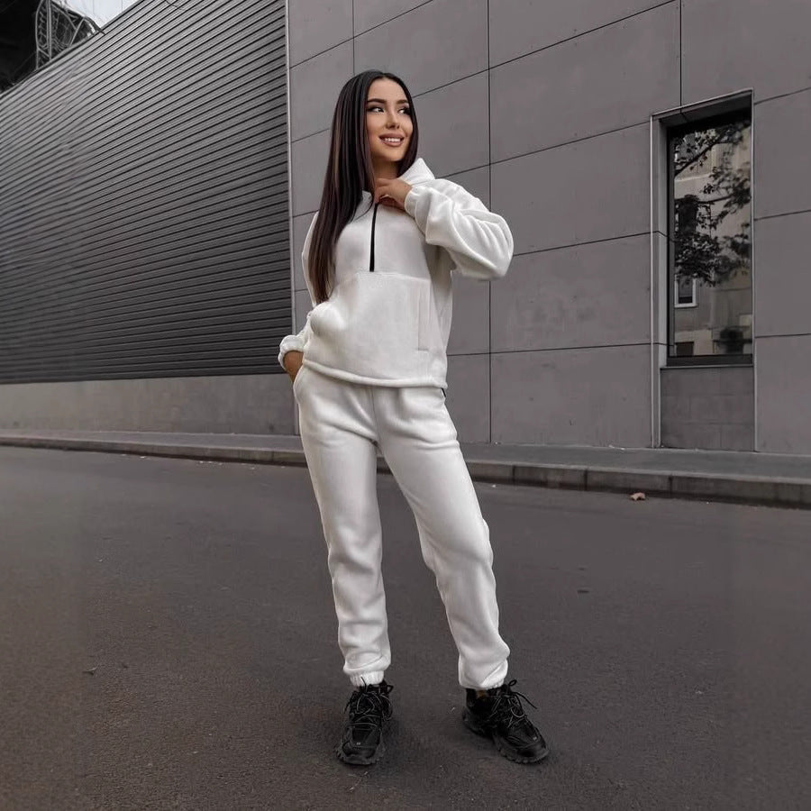 Ensemble de sport en polaire pour femmes avec sweat à capuche zippé mi-haut et pantalon de jogging décontracté Echo Archive