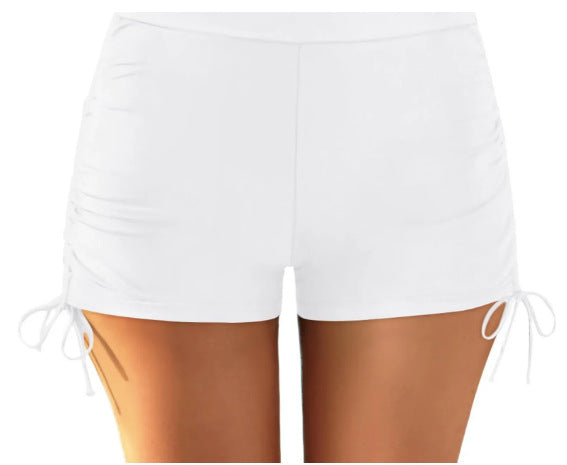 Short de bain féminin flatteur avec fronces et lien latéral R&B